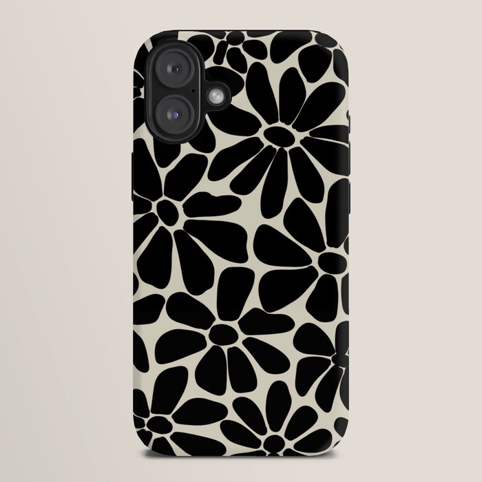 Black and White Retro Floral Art Print iPhone Case Gallery Image 10
