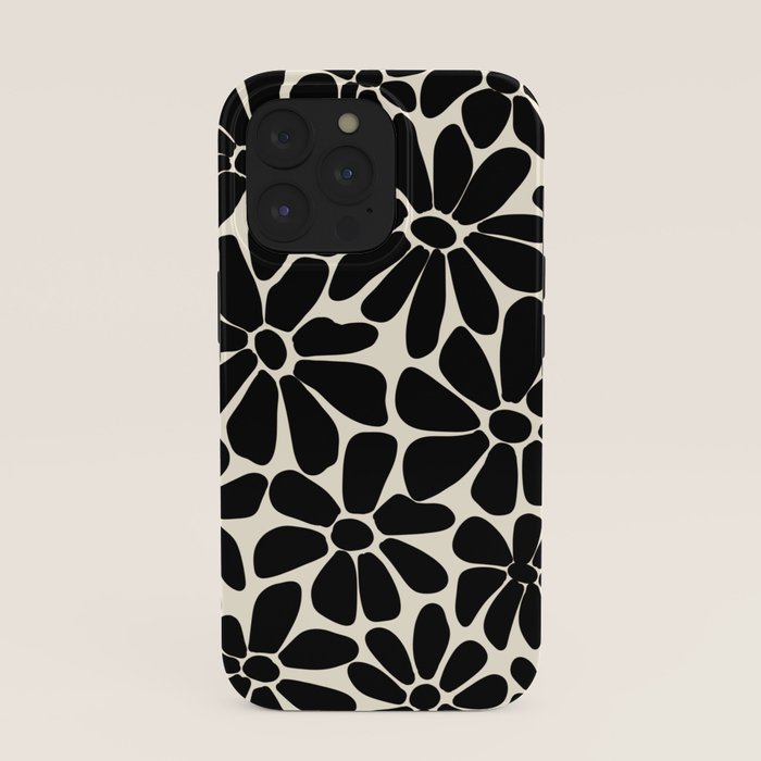 Black and White Retro Floral Art Print iPhone Case Gallery Image 39