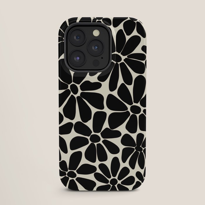 Black and White Retro Floral Art Print iPhone Case Gallery Image 27