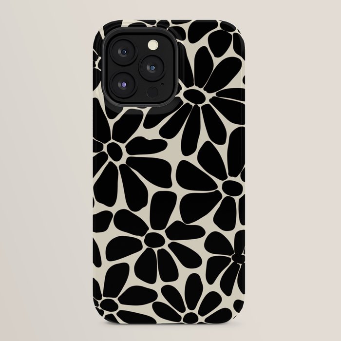 Black and White Retro Floral Art Print iPhone Case Gallery Image 32