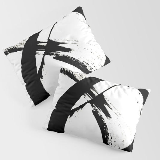 Brushstroke 7: a minimal, abstract, black and white piece Pillow Sham Gallery Image 1