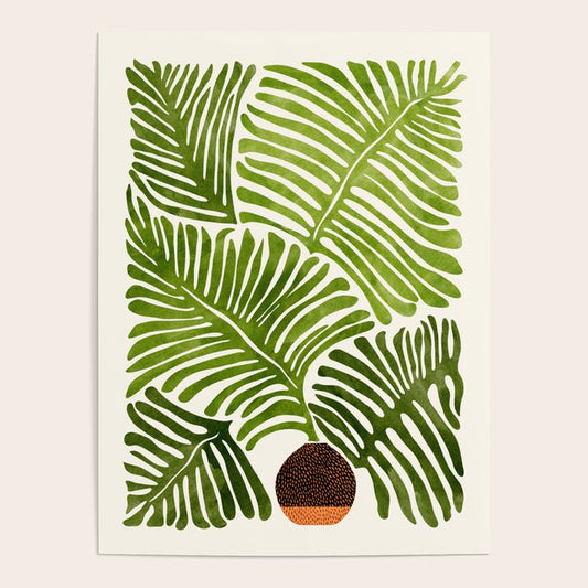 Summer Fern Simple Modern Watercolor Poster Gallery Image 1