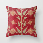 Vintage Distressed Red Floral Throw Pillow Gallery Image 1