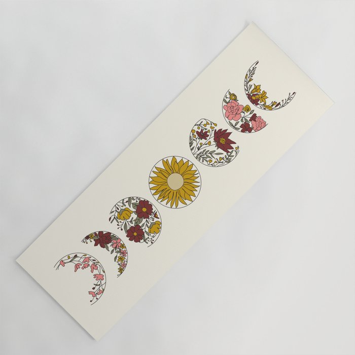 Floral Phases of the Moon Yoga Mat Gallery Image 1