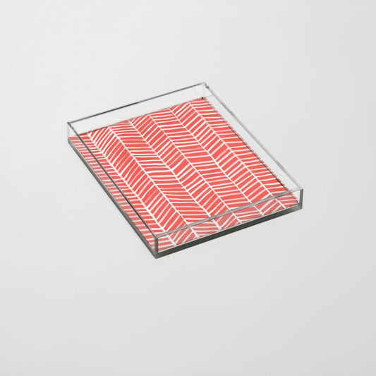 Coral Herringbone Acrylic Tray Gallery Image 2