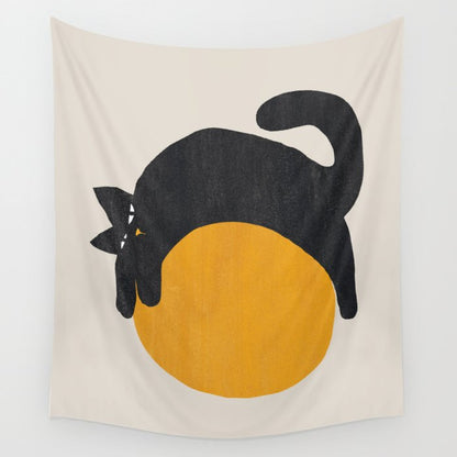 Cat with ball Wall Tapestry Gallery Image 2