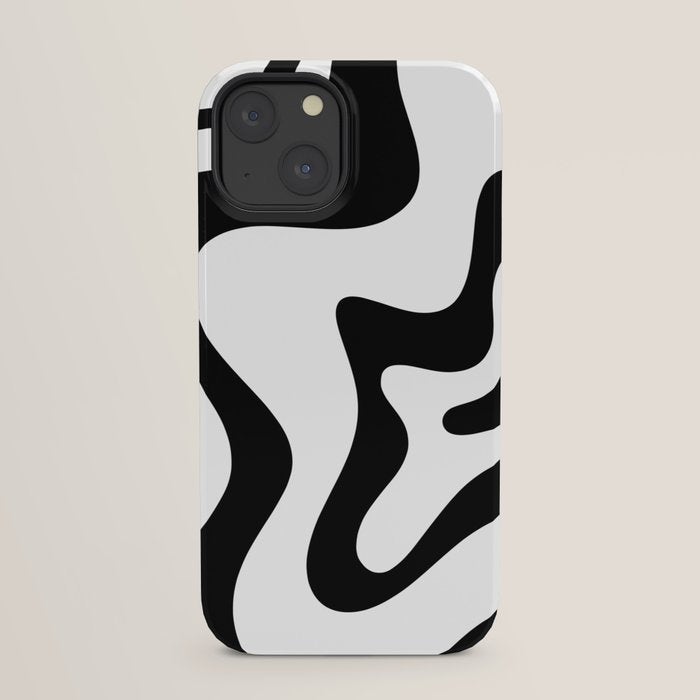 Retro Liquid Swirl Abstract Pattern Square Black and White iPhone Case Gallery Image 29