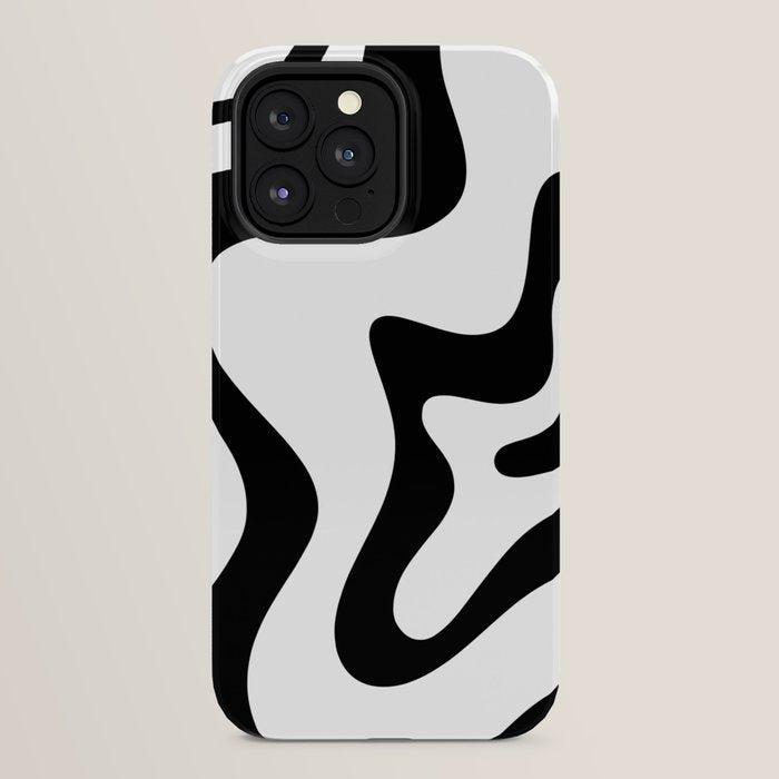 Retro Liquid Swirl Abstract Pattern Square Black and White iPhone Case Gallery Image 24