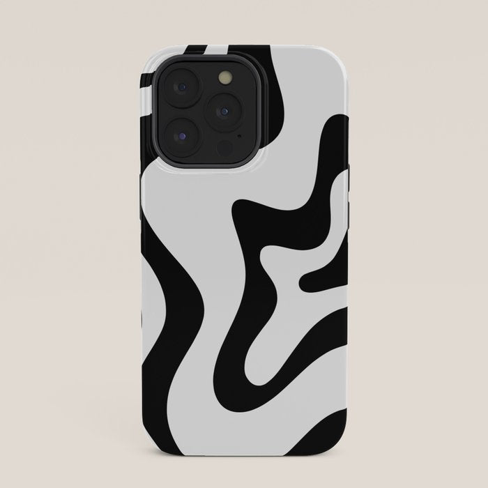 Retro Liquid Swirl Abstract Pattern Square Black and White iPhone Case Gallery Image 35