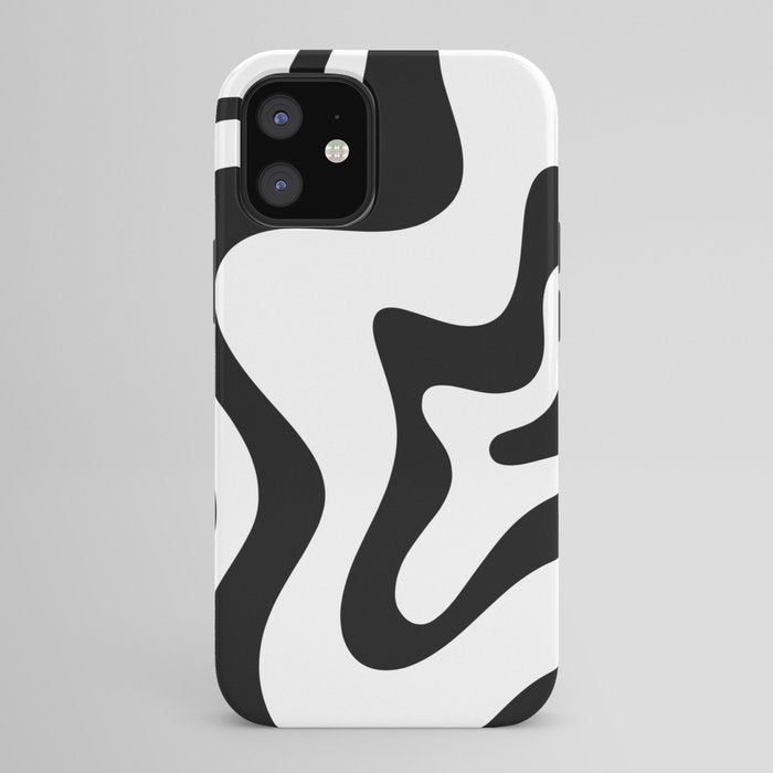 Retro Liquid Swirl Abstract Pattern Square Black and White iPhone Case Gallery Image 42