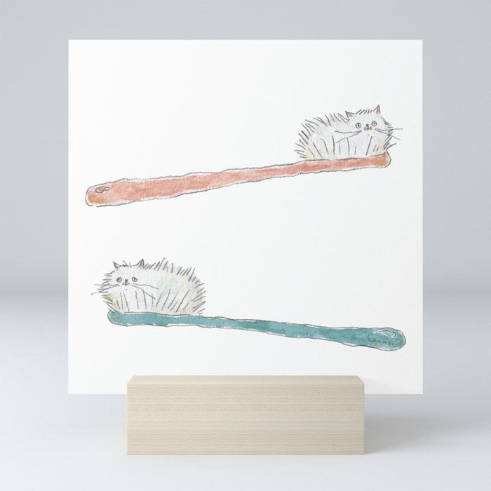 Toothbrush Cats Mini Art Print Gallery Image 5
