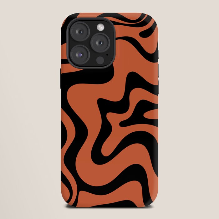 Retro Liquid Swirl Abstract Pattern in Black and Orange iPhone Case Gallery Image 12