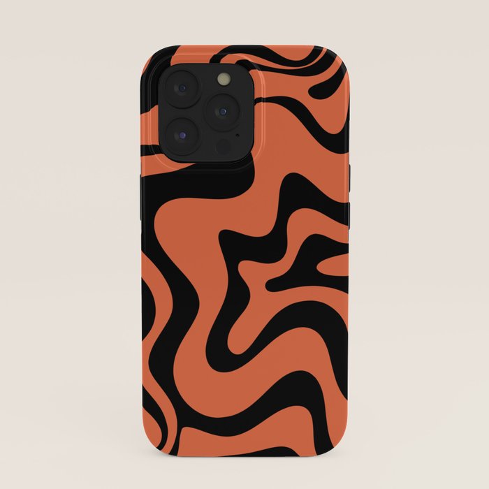 Retro Liquid Swirl Abstract Pattern in Black and Orange iPhone Case Gallery Image 39