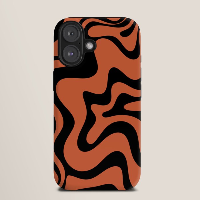 Retro Liquid Swirl Abstract Pattern in Black and Orange iPhone Case Gallery Image 9