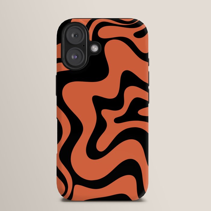 Retro Liquid Swirl Abstract Pattern in Black and Orange iPhone Case Gallery Image 13
