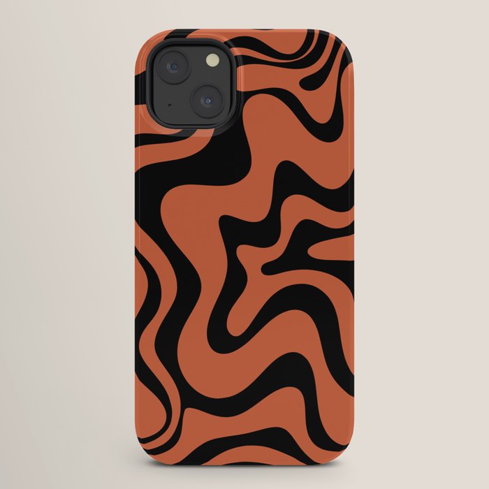 Retro Liquid Swirl Abstract Pattern in Black and Orange iPhone Case Gallery Image 26
