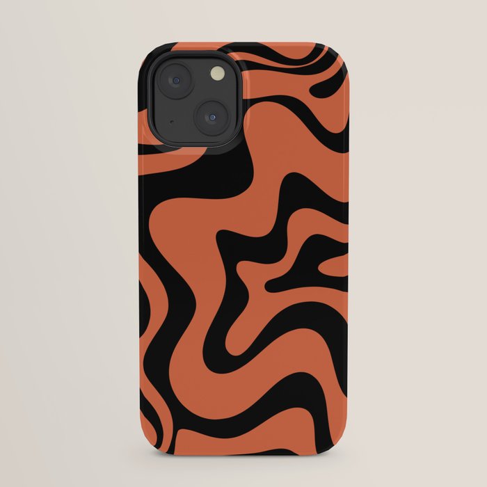 Retro Liquid Swirl Abstract Pattern in Black and Orange iPhone Case Gallery Image 21