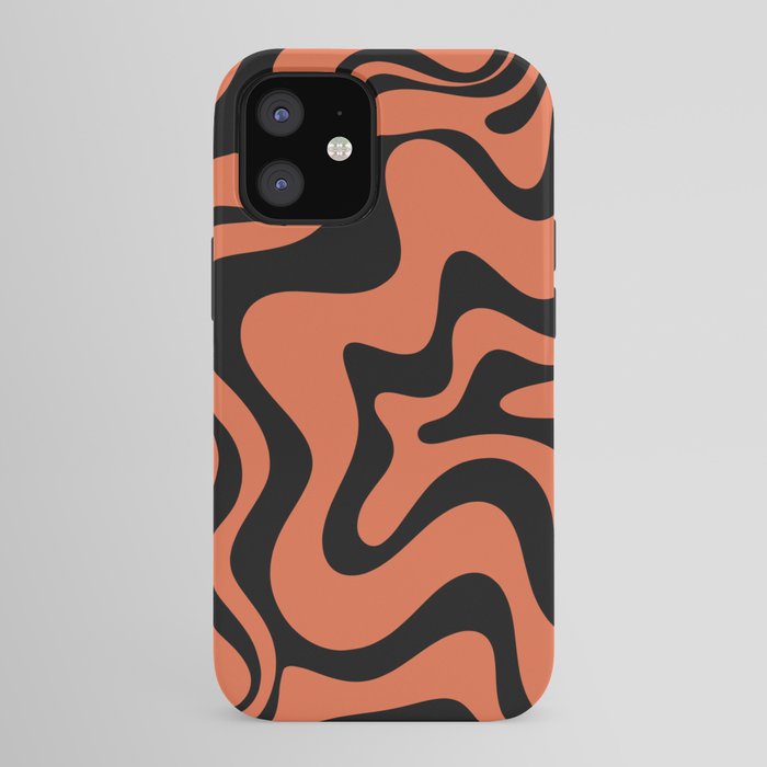 Retro Liquid Swirl Abstract Pattern in Black and Orange iPhone Case Gallery Image 41