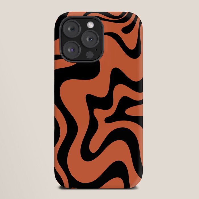 Retro Liquid Swirl Abstract Pattern in Black and Orange iPhone Case Gallery Image 20