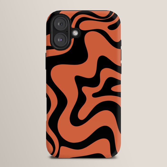 Retro Liquid Swirl Abstract Pattern in Black and Orange iPhone Case Gallery Image 14