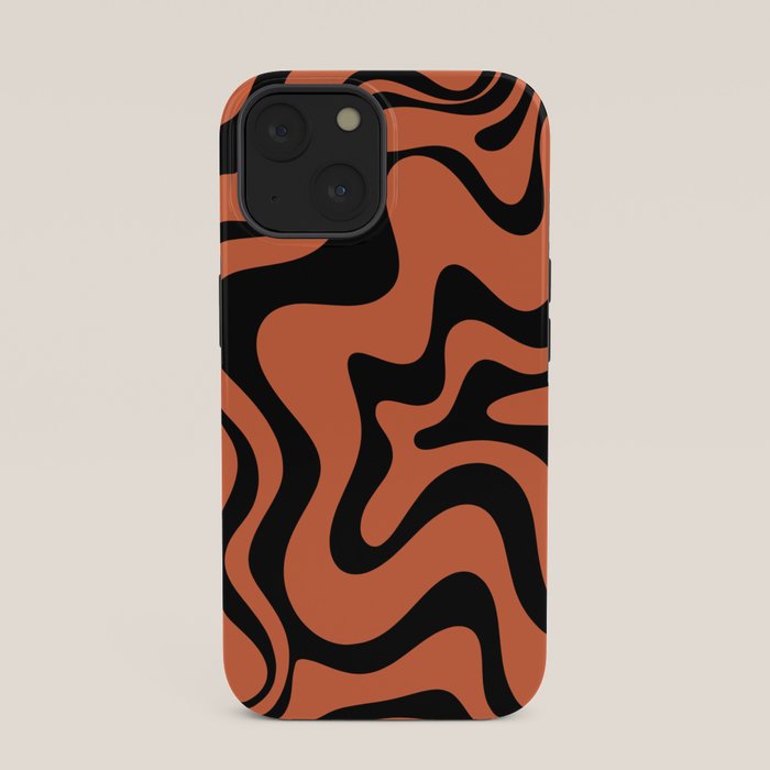 Retro Liquid Swirl Abstract Pattern in Black and Orange iPhone Case Gallery Image 33