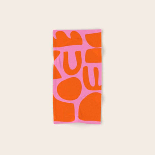 Orange Shapes on Pink Hand & Bath Towel Gallery Image 1