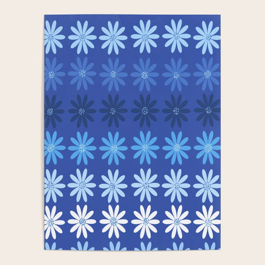 Ombre Abstract Daisies on Cobalt Blue Poster Gallery Image 2