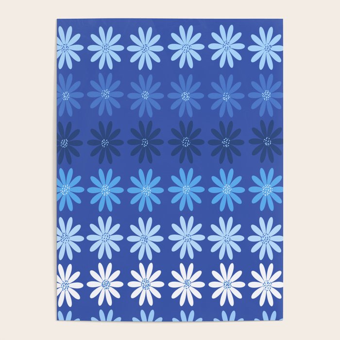 Ombre Abstract Daisies on Cobalt Blue Poster Gallery Image 3