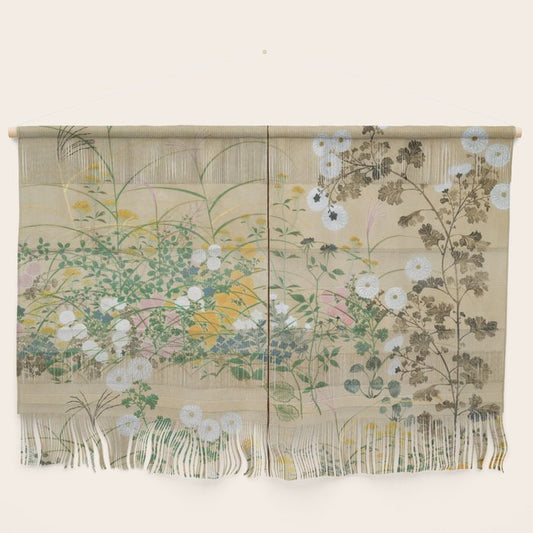 Japanese Edo Period Flowering Plants in Autumn - Ogata Korin Wall Hanging Gallery Image 1