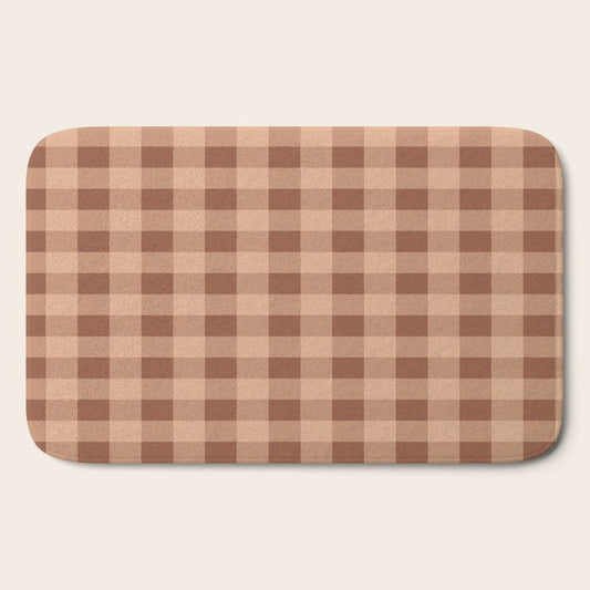 Gingham Large Brown Dark Light Tan Bath Mat Gallery Image 2