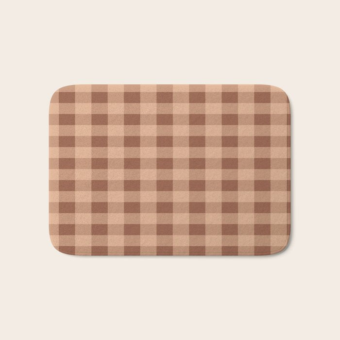 Gingham Large Brown Dark Light Tan Bath Mat Gallery Image 1