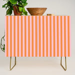Narrow Stripes Vertical Pattern in Orange and Blush Pink Credenza Gallery Image 1