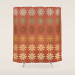 Ombre Abstract Daisies on Mandarin Orange Shower Curtain Gallery Image 1