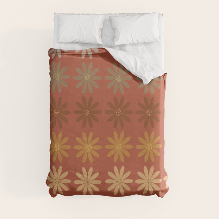 Ombre Abstract Daisies on Mandarin Orange Duvet Cover Gallery Image 3
