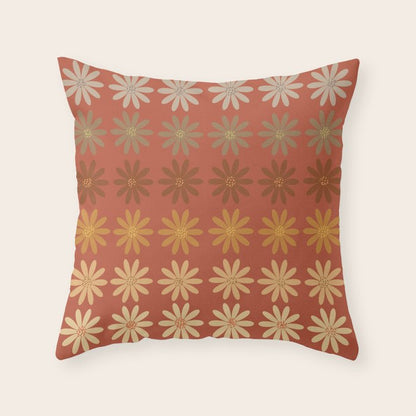 Ombre Abstract Daisies on Mandarin Orange Throw Pillow Gallery Image 1