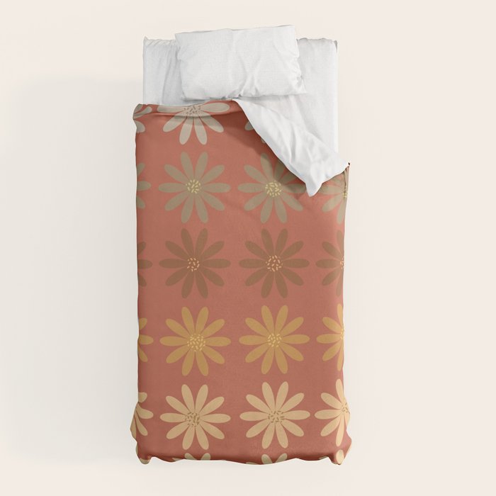 Ombre Abstract Daisies on Mandarin Orange Duvet Cover Gallery Image 5