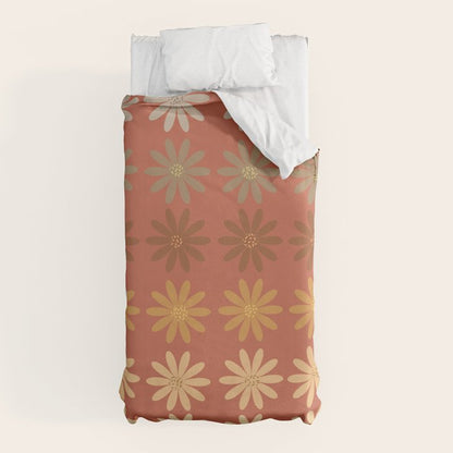 Ombre Abstract Daisies on Mandarin Orange Duvet Cover Gallery Image 5