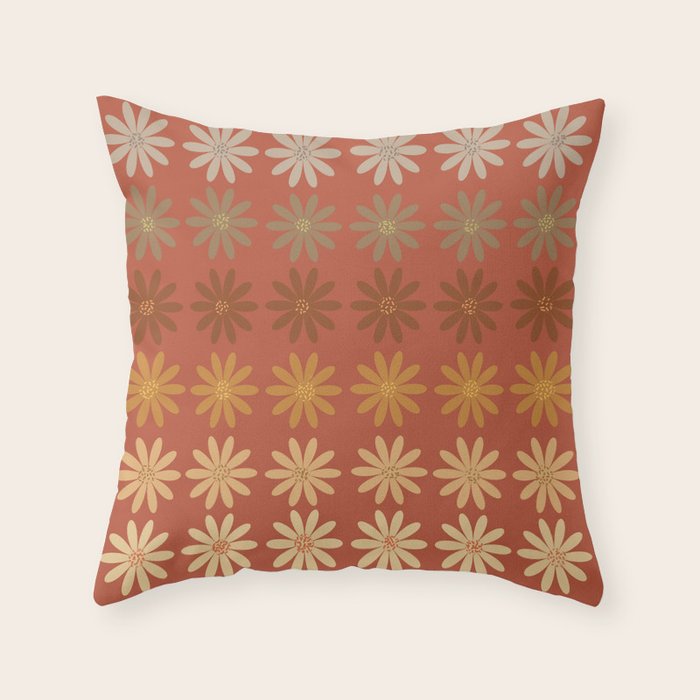 Ombre Abstract Daisies on Mandarin Orange Throw Pillow Gallery Image 2