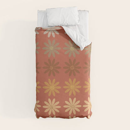 Ombre Abstract Daisies on Mandarin Orange Duvet Cover Gallery Image 4