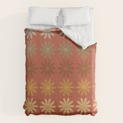 Ombre Abstract Daisies on Mandarin Orange Duvet Cover Gallery Image 6