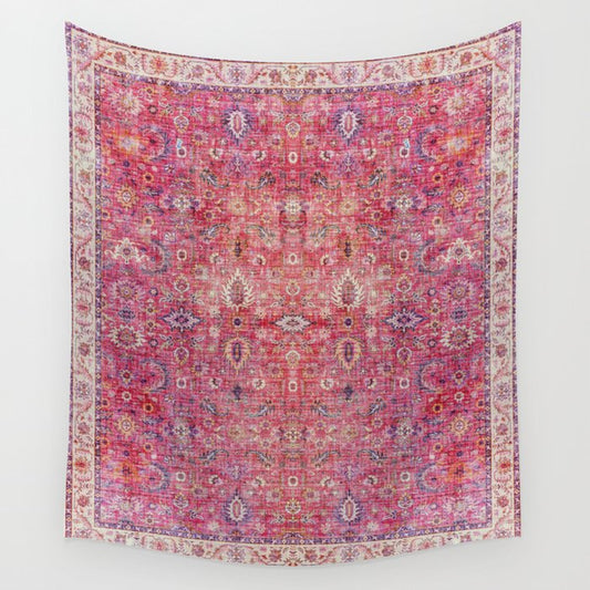 Pink Vintage Antique Oriental Traditional Moroccan Original Artwork Wall Tapestry Gallery Image 2