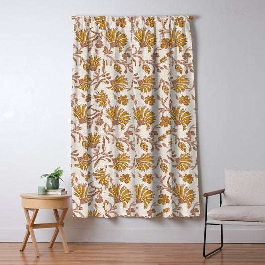 KALAMI FLORAL MUSTARD Window Curtain Gallery Image 1