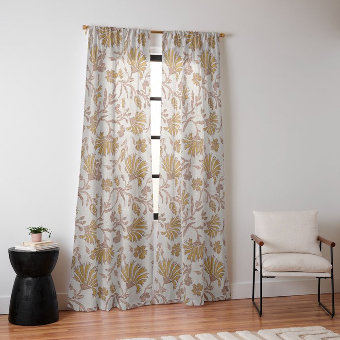 KALAMI FLORAL MUSTARD Window Curtain Gallery Image 10