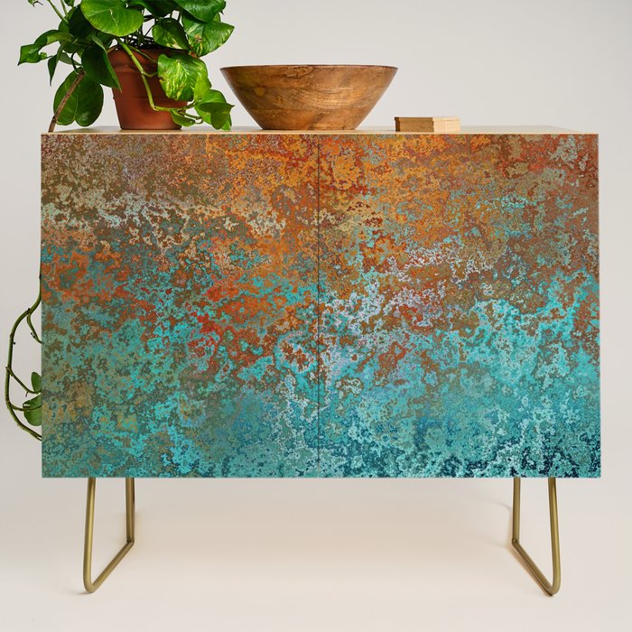 Vintage Copper and Teal Rust Credenza Gallery Image 1