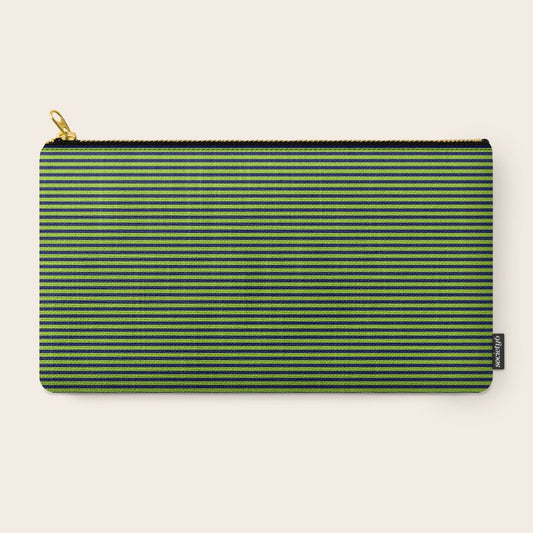 Lime Green and Navy Blue Ultra Fine Stripes Carry All Pouch Gallery Image 2