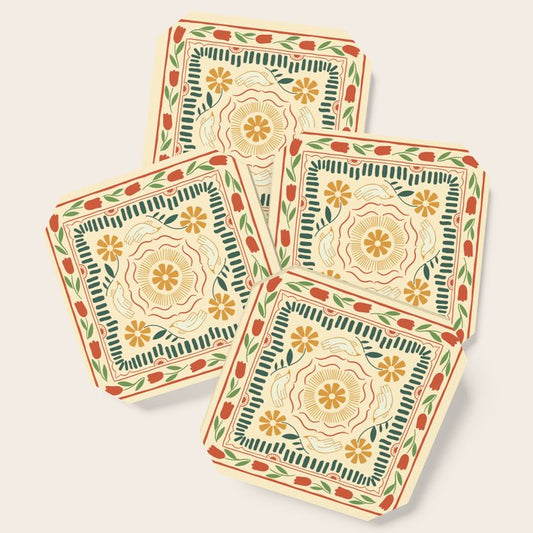 Scandinavian Doves in Winter Colors Coaster Gallery Image 1