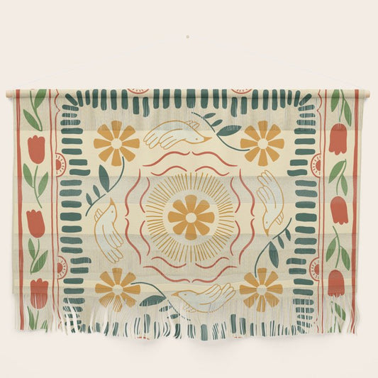 Scandinavian Doves in Winter Colors Wall Hanging Gallery Image 2