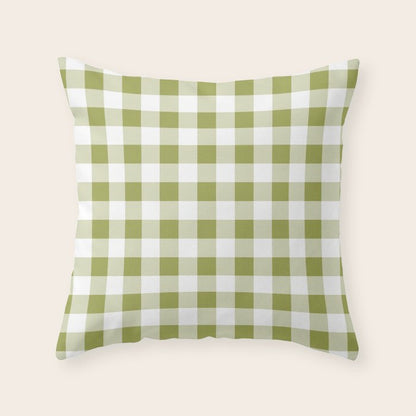 Gingham Large Green White Throw Pillow Gallery Image 3