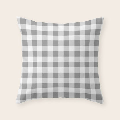 Gingham Large Gray White Throw Pillow Gallery Image 6