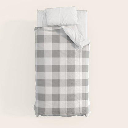 Gingham Large Gray White Comforter Gallery Image 4
